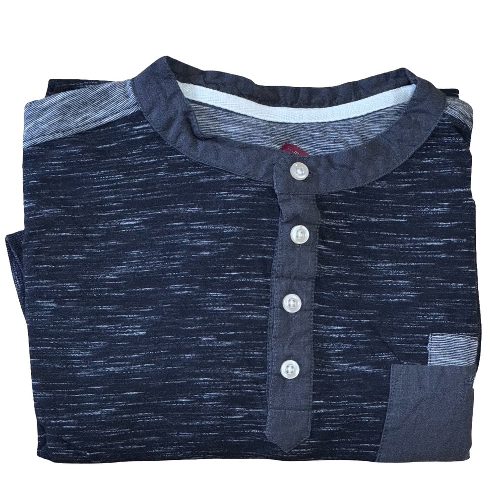 Mens Hudson Barrow NYC Polo XXL Black Gray Button Up Shirt Classic Streetwear